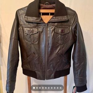 Brown Leather Aviator Jacket